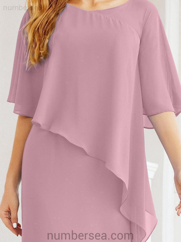 Numbersea Formal Party Gown Dress Long Chiffon Mother Of The Bride Dresses With Ruffle Cape 28026