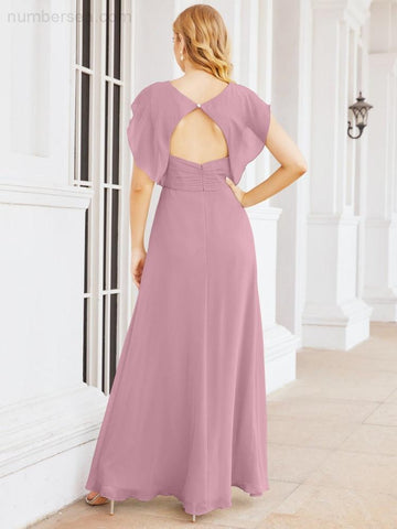 Numbersea Bridesmaid Dresses Cape Formal Prom Dress Open Back Gowns for Mother of The Bride 28058-numbersea