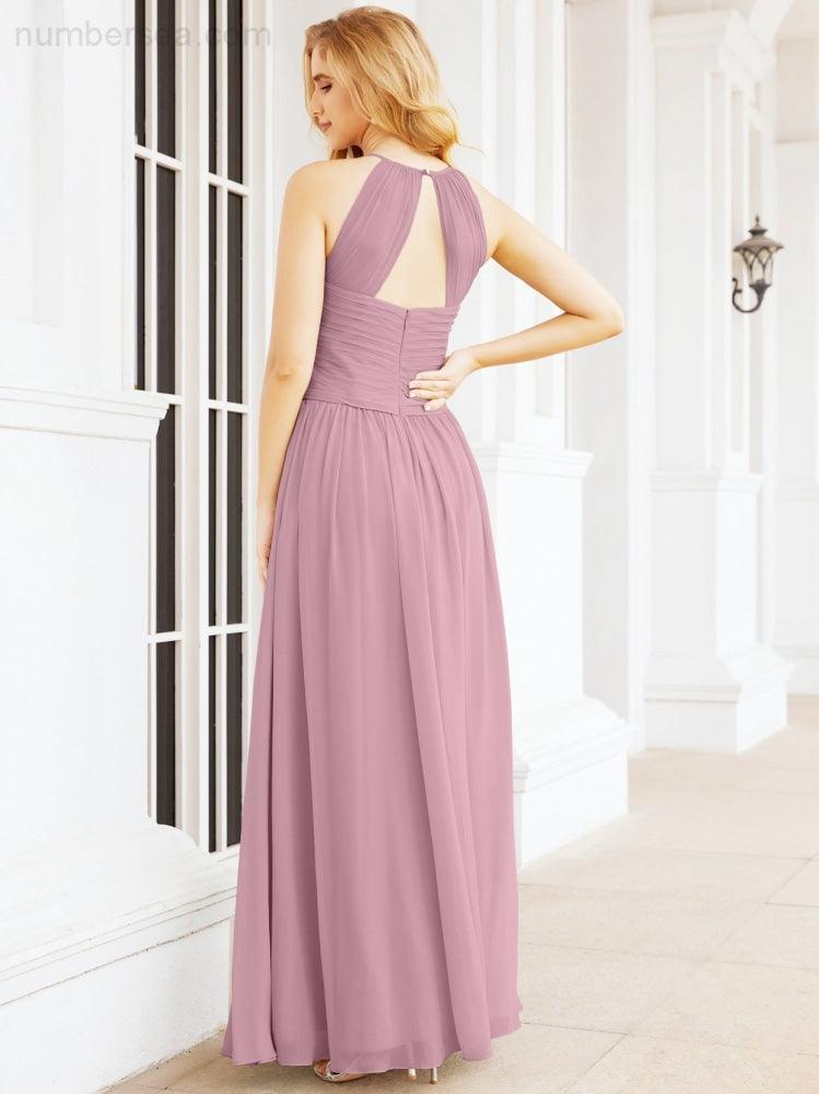 Numbersea Sleeveless Bridesmaid Dresses Long Prom Gown Zipper with Keyhole Back 28056-numbersea