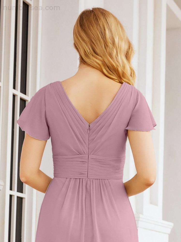 Numbersea Formal Prom Gowns for Mother of The Bride Cap Sleeves Bridesmaid Dress 28047-numbersea