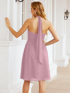 Numbersea Neckholder-Brautjungfernkleid aus Chiffon, kurz, ärmellos, formelles Partykleid, offener Rücken, 28023