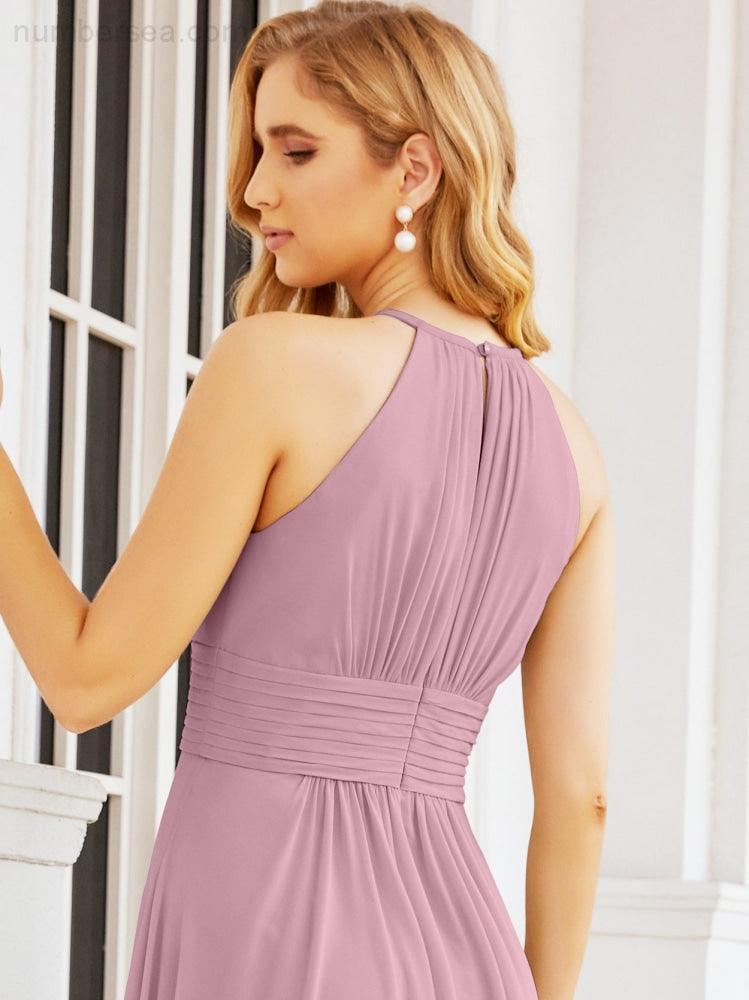 Keyhole Bridesmaid Dresses Sleeveless Formal Evening Party Prom Gowns 28043-numbersea