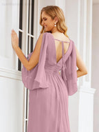 Numbersea Bridesmaid Dresses with Split for Wedding Party Flutter Sleeves 28045-numbersea