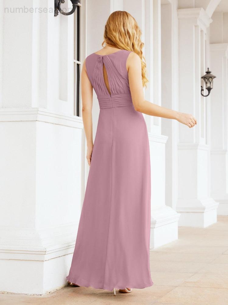 Formal Prom Gown Elegant V-Neck Sleeveless Bridesmaid Dresses for Wedding Party 28037-numbersea