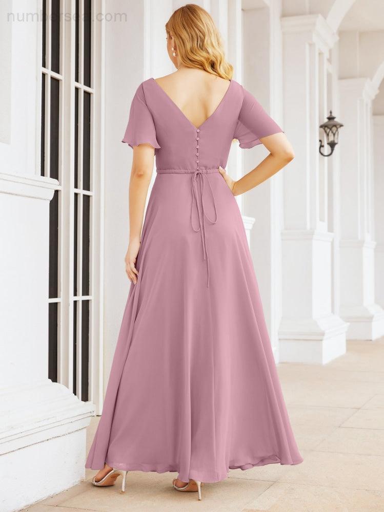 Numbersea Formal Prom Gowns for Mother of The Bride Short Sleeves Bridesmaid Dress 28049-numbersea