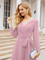 Bridesmaid Dress V-Back Waist Belt Mother of the Bride Wedding Guest 28031-numbersea
