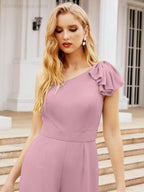 Numbersea Womens One Shoulder Chiffon Long Jumpsuit Formal Evening Dress Bridesmaid Dresses Pants