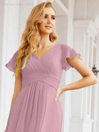 Numbersea Formal Prom Gowns for Mother of The Bride Cap Sleeves Bridesmaid Dress 28047-numbersea