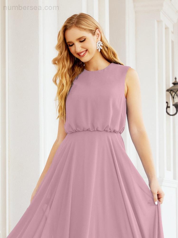 Numbersea Sleeveless Long Bridesmaid Dress A line Formal Evening Prom Gown 28025-numbersea
