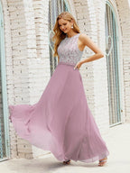 Lace Bridesmaid Dress Floor Length Evening Gowns with Pockets 28017-numbersea