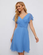 Numbersea Chiffon Bridesmaid Dress V Neck Short Cocktail Gowns For Juniors Homecoming Dresses 28077