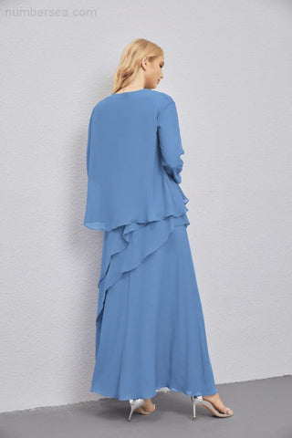 Mother of Bride Dresses with Open Front Lightweight Cardigan Formal Prom Gown 28081-numbersea