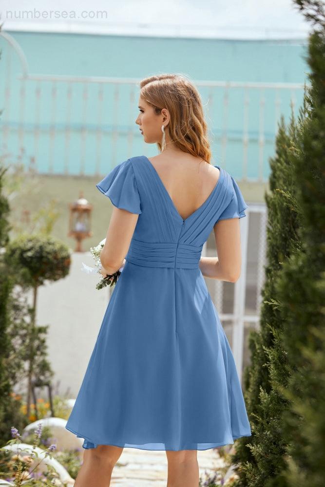 Neck Chiffon Bridesmaid Dresses Formal Cocktail Prom Gown Homecoming 28013