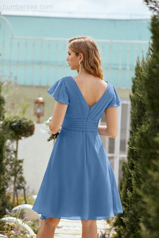 Neck Chiffon Bridesmaid Dresses Formal Cocktail Prom Gown Homecoming 28013