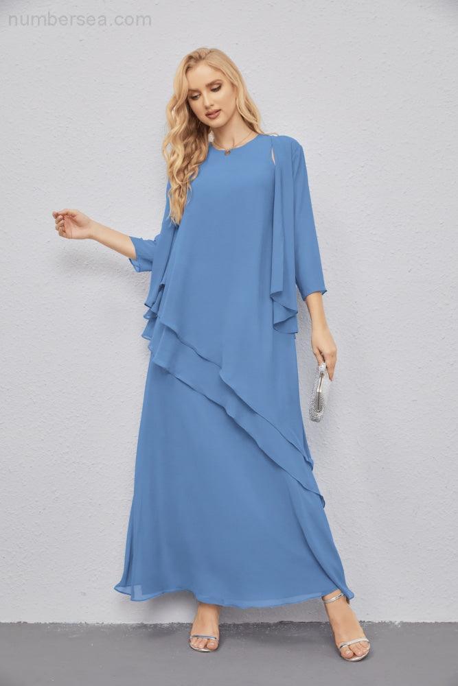 Mother of Bride Dresses with Open Front Lightweight Cardigan Formal Prom Gown 28081-numbersea