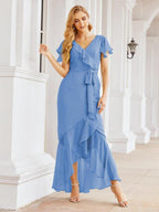 Numbersea Ruffled Bridesmaid Dresses Mermaid Formal Violin Evening Party Prom Gowns 28042-numbersea