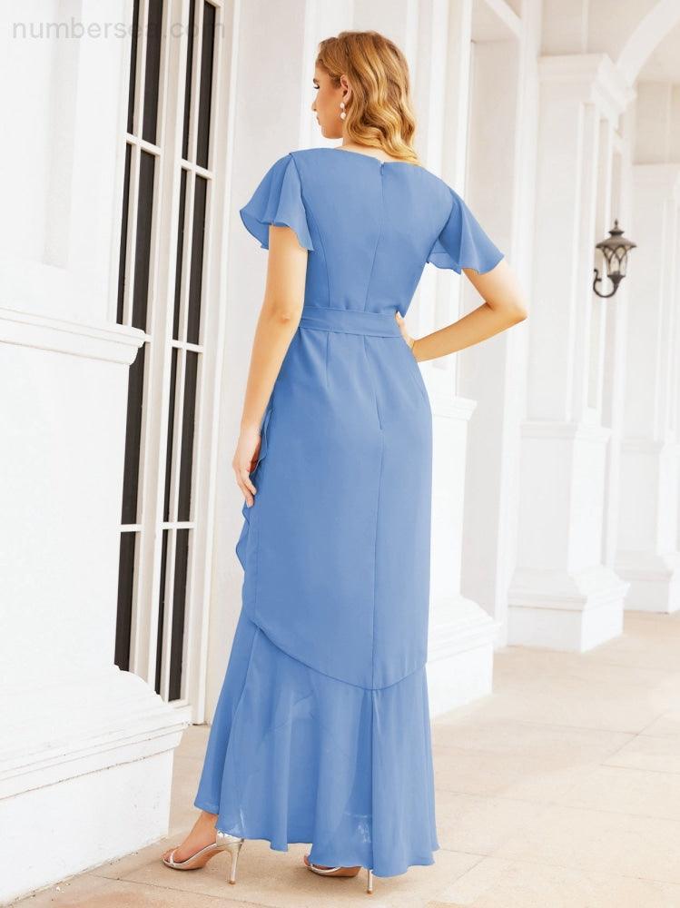 Numbersea Ruffled Bridesmaid Dresses Mermaid Formal Violin Evening Party Prom Gowns 28042-numbersea