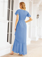 Numbersea Ruffled Bridesmaid Dresses Mermaid Formal Violin Evening Party Prom Gowns 28042-numbersea