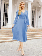 Bridesmaid Dress V-Back Waist Belt Mother of the Bride Wedding Guest 28031-numbersea