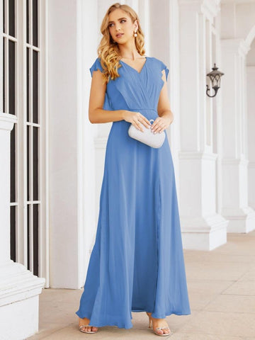 Numbersea Bridesmaid Dresses Cape Formal Prom Dress Open Back Gowns for Mother of The Bride 28058-numbersea