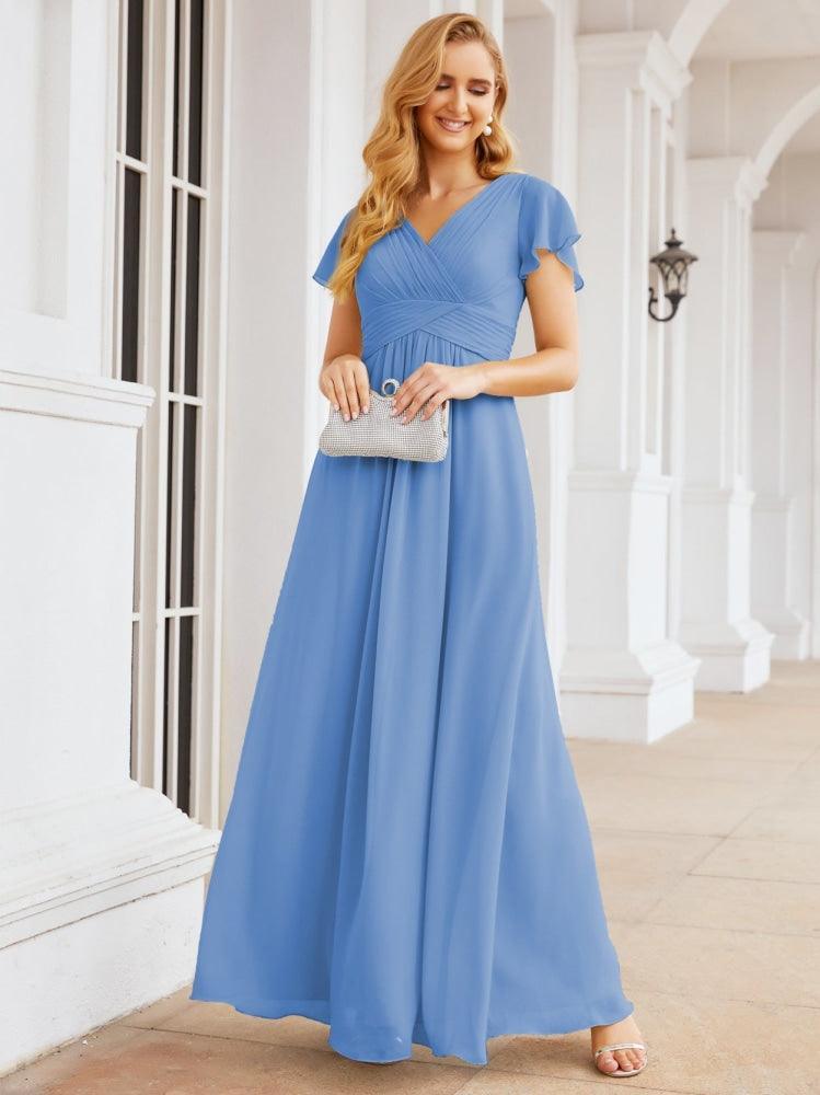 Numbersea Formal Prom Gowns for Mother of The Bride Cap Sleeves Bridesmaid Dress 28047-numbersea