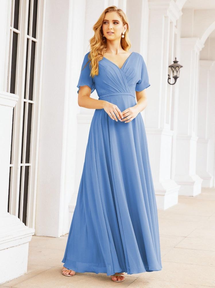 Numbersea Formal Prom Gowns for Mother of The Bride Short Sleeves Bridesmaid Dress 28049-numbersea