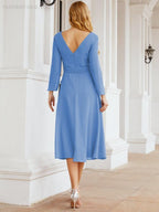 Bridesmaid Dress V-Back Waist Belt Mother of the Bride Wedding Guest 28031-numbersea