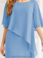 Numbersea Formal Party Gown Dress Long Chiffon Mother Of The Bride Dresses With Ruffle Cape 28026