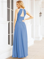 Numbersea Sleeveless Bridesmaid Dresses Long Prom Gown Zipper with Keyhole Back 28056-numbersea