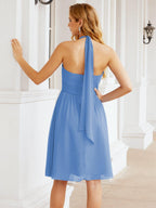 Numbersea Neckholder-Brautjungfernkleid aus Chiffon, kurz, ärmellos, formelles Partykleid, offener Rücken, 28023