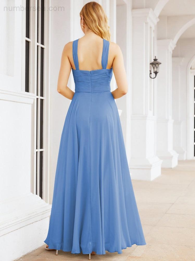 Numbersea Crisscross Halter Bridesmaid Dresses for Party Wedding Evening Prom Maxi Ball Gowns 28053-numbersea