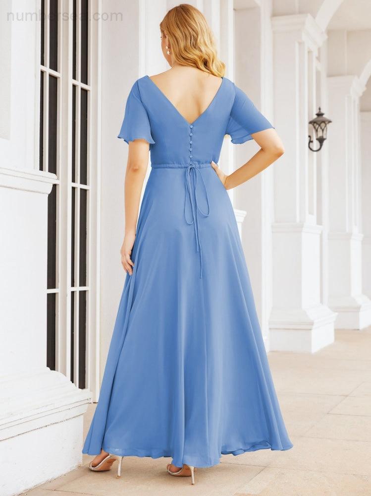 Numbersea Formal Prom Gowns for Mother of The Bride Short Sleeves Bridesmaid Dress 28049-numbersea