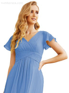 Numbersea Formal Prom Gowns for Mother of The Bride Cap Sleeves Bridesmaid Dress 28047-numbersea