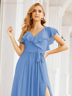 Bridesmaid Dresses with Flutter Sleeves Formal Evening Party Prom Gowns 28044-numbersea