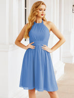 Numbersea Neckholder-Brautjungfernkleid aus Chiffon, kurz, ärmellos, formelles Partykleid, offener Rücken, 28023