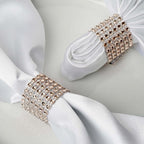 10 Pack Diamond Rhinestone Napkin Rings Champagne - Velcro Brooch Buckle for Chair Sashes