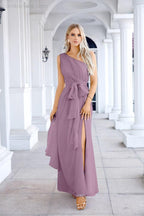 Ladies Chiffon One Shoulder Bridesmaid Evening Dress Wedding Party Evening Dress 28133-numbersea