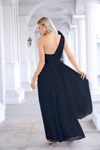 Ladies Chiffon One Shoulder Bridesmaid Evening Dress Wedding Party Evening Dress 28133-numbersea