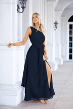 Ladies Chiffon One Shoulder Bridesmaid Evening Dress Wedding Party Evening Dress 28133-numbersea