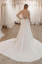 Wedding Dress White Sweetheart Long Lace with Slit