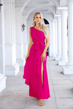 Ladies Chiffon One Shoulder Bridesmaid Evening Dress Wedding Party Evening Dress 28133-numbersea