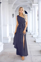 Ladies Chiffon One Shoulder Bridesmaid Evening Dress Wedding Party Evening Dress 28133-numbersea
