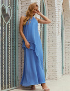 Chiffon Long Plus Size Mother Of Bride Dresses Formal Bridesmaid Prom Gown 28019 Blue