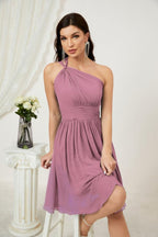 Numbersea Women Chiffon Short One Shoulder Bridesmaid Dress Formal Dresses For Party Homecoming 2804