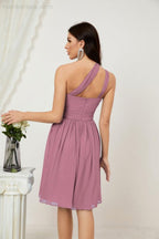 Numbersea Women Chiffon Short One Shoulder Bridesmaid Dress Formal Dresses For Party Homecoming 2804