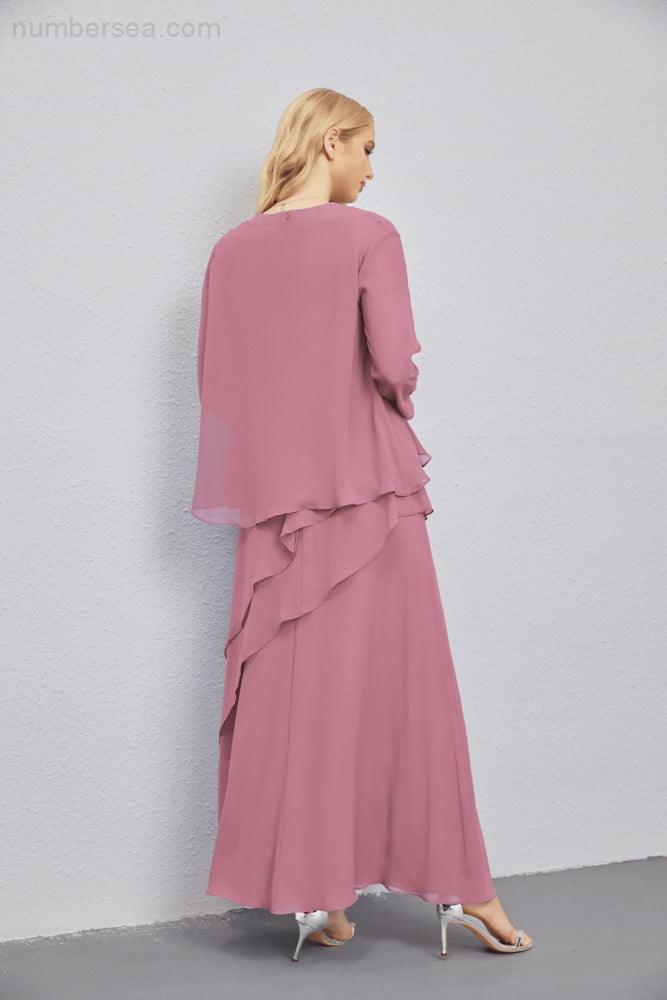 Mother of Bride Dresses with Open Front Lightweight Cardigan Formal Prom Gown 28081-numbersea