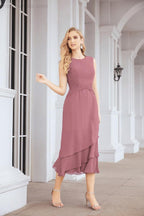 Numbersea Formal Party Gown Dress Chiffon Long Mother of The Bride Dresses with Ruffle Cape 28072 - numbersea