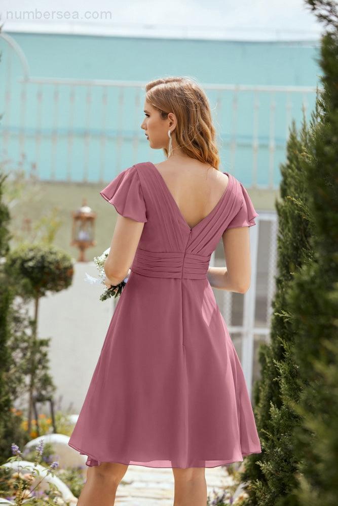 Neck Chiffon Bridesmaid Dresses Formal Cocktail Prom Gown Homecoming 28013