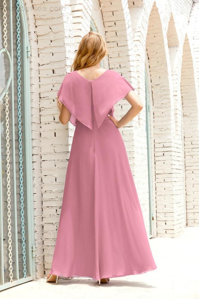 Numbersea Mother Of The Bride Dresses Plus Size V-Neck Floor Length Formal Prom Dress For Wedding