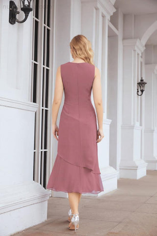 Numbersea Formal Party Gown Dress Chiffon Long Mother of The Bride Dresses with Ruffle Cape 28072 - numbersea